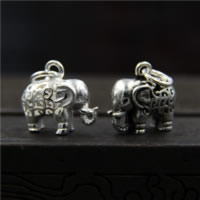 925 Sterling Sølv vedhæng, Elephant, forskellige materialer til valg & hule, 15x14mm, Hole:Ca. 2mm, 5pc'er/Lot, Solgt af Lot