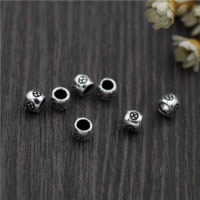 Ταϊλάνδη Sterling Silver Beads, Drum, 4.50mm, Τρύπα:Περίπου 2.5mm, 50PCs/Παρτίδα, Sold Με Παρτίδα