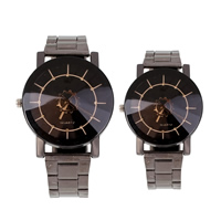 Couple Montre Bracelets, alliage de zinc, Placage, avec le motif de lettre & pour le couple, sans plomb et cadmium, 42x47x10mm, 35x40x10mm, Longueur Environ 7.5 pouce, Vendu par fixé