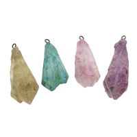 Pendentifs quartz naturel, Cristal naturel, avec alliage de zinc, Placage de couleur platine, le style Druzy, plus de couleurs à choisir, 10x40x10mm-25x15x15mm, Trou:Environ 2mm, Vendu par PC