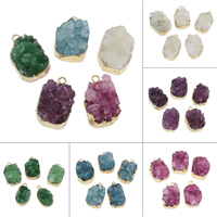 Eisquarz Achat Anhänger, mit Zinklegierung, goldfarben plattiert, druzy Stil, keine, 20x30x18mm-25x35x20mm, Bohrung:ca. 2mm, verkauft von PC