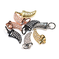 Cubic Zirconia Micro Pave bronze Pingente, cobre, banhado, micro pavimento em zircônia cúbica, Mais cores pare escolha, níquel, chumbo e cádmio livre, 8x13x2mm, Buraco:Aprox 4mm, 10PCs/Lot, vendido por Lot