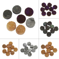 Perles agates de glace quartz naturelle , agate quartz de glace, Plat rond, le style Druzy & semi-foré, plus de couleurs à choisir, 15x4mm-17x8mm, Trou:Environ 1mm, Environ 5PC/sac, Vendu par sac