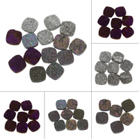 Ágata quartzo de gelo cabochão, Quadrado, estilo druzy & traseira plana, Mais cores pare escolha, 15x4mm, Aprox 5PCs/Bag, vendido por Bag