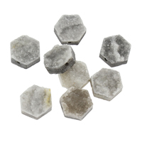 Természetes jég Quartz achát gyöngyök, Ice Quartz Achát, -val Cink ötvözet, Hatszög, galvanizált, druzy stílusban & különböző méretű a választás, Lyuk:Kb 1mm, Kb 5PC-k/Bag, Által értékesített Bag