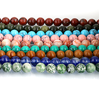 Mixed Edelsteen kralen, Ronde, verschillende materialen voor de keuze, 4mm, Gat:Ca 0.5mm, Ca 95pC's/Strand, Per verkocht Ca 15 inch Strand