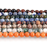 Grânulos de gemstone jóias, misto de pedras semi-preciosas, Roda, naturais, materiais diferentes para a escolha, 8mm, Buraco:Aprox 1mm, Aprox 47PCs/Strand, vendido para Aprox 15 inchaltura Strand