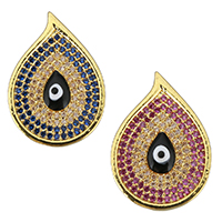 Evil Eye Pendants Brass Teardrop real gold plated evil eye pattern & micro pave cubic zirconia & enamel nickel lead & cadmium free Approx Sold By Lot