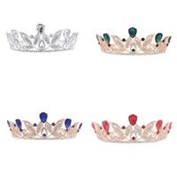 Tiaras, liga de zinco, with cristal, cromado de cor dourada, para noivas & facetada & com strass, Mais cores pare escolha, Chumbo e cádmio livre, 160x70mm, vendido por PC