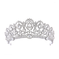 Tiaras, liga de zinco, with cristal, cromado de cor prateada, para noivas & facetada & com strass, Chumbo e cádmio livre, 160x65mm, vendido por PC