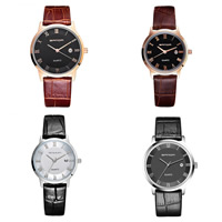 Koppel horloges, Roestvrij staal, met Koeienhuid & Hars & Zinc Alloy, plated, verstelbaar & verschillende grootte voor keus & met brief patroon & waterdicht & voor paar, meer kleuren voor de keuze, 37x19mm-28x13mm, Lengte Ca 9.5 inch, Ca 6.5 inch, Verkocht door pair