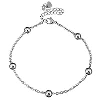 Roestvrijstalen Anklet, Roestvrij staal, met 2.5lnch extender keten, ovale keten & voor vrouw, oorspronkelijke kleur, 2mm, 5x6mm, Lengte Ca 8.5 inch, 10strengen/Lot, Verkocht door Lot