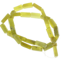 Jade Lemon Üveggyöngy, Téglalap, 14x4mm-15x5mm, Lyuk:Kb 1mm, Kb 28PC-k/Strand, Naponta eladott Kb 15 inch Strand