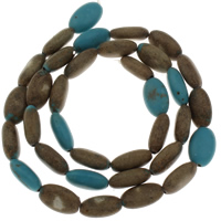 Syntetický Turquoise Korálek, Flat Oval, 11x4.50x6mm, Otvor:Cca 1mm, Cca 35PC/Strand, Prodáno za Cca 15 inch Strand