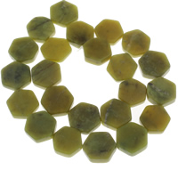 Jade Lemon Kraal, Zeshoek, 16x18x4.50mm, Gat:Ca 1mm, Ca 23pC's/Strand, Per verkocht Ca 14.5 inch Strand