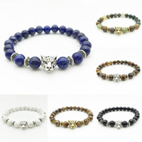 Unisex Bracelet, Gemstone, le Sinc Alloy, Leopard, plátáilte, ábhair éagsúla do rogha, 8mm, Díolta Per Thart 7.5 Inse Snáithe