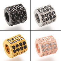 Zirkonia Micro Pave Messing Europa Bead, plattiert, Micro pave Zirkonia & ohne troll, keine, frei von Nickel, Blei & Kadmium, 7.3x7.4mm, Bohrung:ca. 4-5mm, 5PCs/Tasche, verkauft von Tasche