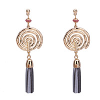 Hars Earring, Zinc Alloy, met PU & Hars, roestvrij staal oorbel bericht, gold plated, lood en cadmium vrij, 24x76mm, Verkocht door pair