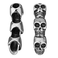 Rustfrit stål armbånd Finde, Stainless Steel, Skull, sværte, 12x49x15mm, Hole:Ca. 6mm, 10pc'er/Lot, Solgt af Lot