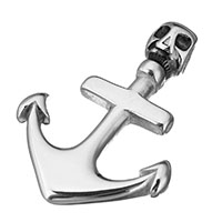 Roestvrij staal Skull Hangers, Anker, nautische patroon & met schedel patroon & Halloween Jewelry Gift & zwart maken, 29x41x9mm, Gat:Ca 5.5mm, 10pC's/Lot, Verkocht door Lot