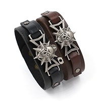 
Herren Armband, Kuhhaut, mit Zinklegierung, Schädel, plattiert, für den Menschen, keine, frei von Nickel, Blei & Kadmium, 22mm, verkauft per ca. 9 ZollInch Strang