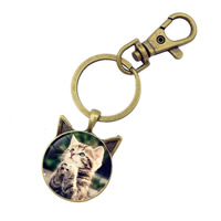 Zinc Alloy Key Clasp Cat antique bronze color plated time gem jewelry & decal lead & cadmium free 93mm Inner Approx 30mm Sold By PC