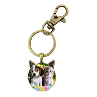 Zinc Alloy Key Clasp Cat antique bronze color plated time gem jewelry & decal lead & cadmium free 93mm Inner Approx 30mm Sold By PC