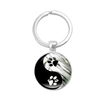 Fashion Time Gem Keychain, Zink Alloy, Flat Round, silver pläterad, tids pärla smycken & Tai Ji & dekal, leda & kadmiumfri, 20mm, Innerdiameter:Ca 30mm, Säljs av Strand