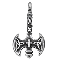 Edelstahl Schmuck Anhänger, Axt, Schwärzen, 23x44x4mm, Bohrung:ca. 4mm, 10PCs/Menge, verkauft von Menge