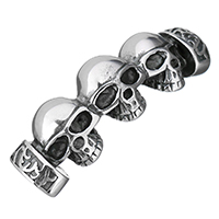 Rustfrit stål armbånd Finde, Stainless Steel, Skull, sværte, 53x17x10mm, Hole:Ca. 12x7mm, 10pc'er/Lot, Solgt af Lot