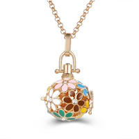 Bola boule pendentif, laiton, Rond, Placage, émail & avec strass & creux, plus de couleurs à choisir, sans plomb et cadmium, 20mm-30mm, Trou:Environ 2-4mm, Vendu par PC