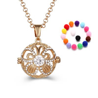 Bola boule pendentif, laiton, avec Éponge, Rond, Placage, Diffusion de l’huile essentielle & avec strass & creux, plus de couleurs à choisir, sans plomb et cadmium, 20mm-30mm, Trou:Environ 2-4mm, Vendu par PC