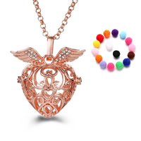 Pregnant Ball Locket Pendant Brass with Sponge Wing Shape plated Essential oil diffusion & with rhinestone & hollow lead & cadmium free 20mm-30mm Approx 2-4mm Sold By PC