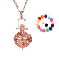 Bola boule pendentif, laiton, avec Éponge, Rond, Placage, Diffusion de l’huile essentielle & creux, plus de couleurs à choisir, sans plomb et cadmium, 20mm-30mm, Trou:Environ 2-4mm, Vendu par PC