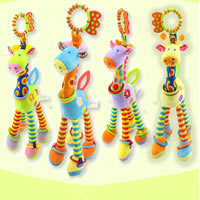 Deil Crochta Rattle Toy, Plush, le Cadás PP & ABS Plaisteacha, do leanaí, dathanna níos mó le haghaidh rogha, 120x370mm, 6ríomhairí pearsanta/Lot, Díolta De réir Lot