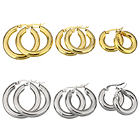 Mens Stainless Steel Öronring, ROSTFRITT STÅL, plated, olika storlek för val & för kvinna, fler färger för val, 5Pairs/Lot, Säljs av Lot