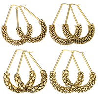 Stainless Steel Hoop Earring gold color plated & for woman Sold By Lot