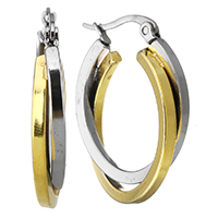 Mens Stainless Steel Hoop Earring, forgyldt, for kvinde, 22x29mm, 5par/Lot, Solgt af Lot