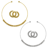 Set di gioielli in acciaio inox, collarecolletto & orecchino, placcato, nessuno, 8mm, 2mm, 40mm, Diametro interno:Appross. 142mm, Venduto da set