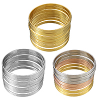 Rozsdamentes acél bangle, Stainless Steel, galvanizált, a nő, több színt a választás, 6mm, Belső átmérő:Kb 68mm, 7PC-k/Set, Által értékesített Set