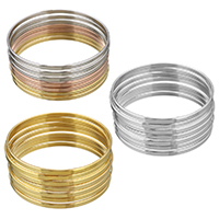 Rozsdamentes acél bangle, Stainless Steel, galvanizált, a nő, több színt a választás, 3mm, Belső átmérő:Kb 55mm, 7PC-k/Set, Által értékesített Set