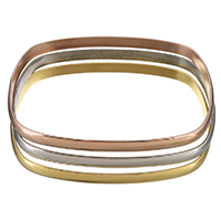 Rozsdamentes acél bangle, Stainless Steel, galvanizált, a nő, 5.50mm, Belső átmérő:Kb 72x55mm, 3PC-k/Set, Által értékesített Set