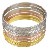 Rozsdamentes acél bangle, Stainless Steel, galvanizált, a nő, 5mm, Belső átmérő:Kb 68mm, 7PC-k/Set, Által értékesített Set