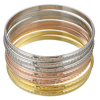 Rozsdamentes acél bangle, Stainless Steel, galvanizált, a nő, 5mm, Belső átmérő:Kb 68mm, 7PC-k/Set, Által értékesített Set