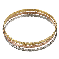 Rozsdamentes acél bangle, Stainless Steel, galvanizált, a nő, 4.50mm, Belső átmérő:Kb 68mm, 3PC-k/Set, Által értékesített Set