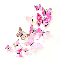 3D Wall Stickers PVC Plastic with Resin Butterfly sticky & 3D effect & with magnetic 60-120mm Sold By Set