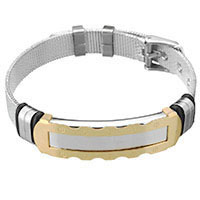 Unisex armbånd, Stainless Steel, med Silicone, forgyldt, 45x12mm, 10mm, Solgt Per Ca. 9.5 inch Strand