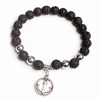 lava Pulsera, con aleación de zinc, Esférico, chapado, unisexo, libre de níquel, plomo & cadmio, Vendido para aproximado 7.5 Inch Sarta