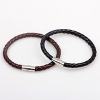 Unisex Bracelet Cowhide zinc alloy clasp platinum color plated Sold Per Approx 8.6 Inch Strand