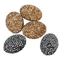 Rhinestone Clay Pave Χάντρες, Ωοειδής, με στρας, περισσότερα χρώματα για την επιλογή, 18x24x25mm, Τρύπα:Περίπου 1mm, 10PCs/τσάντα, Sold Με τσάντα